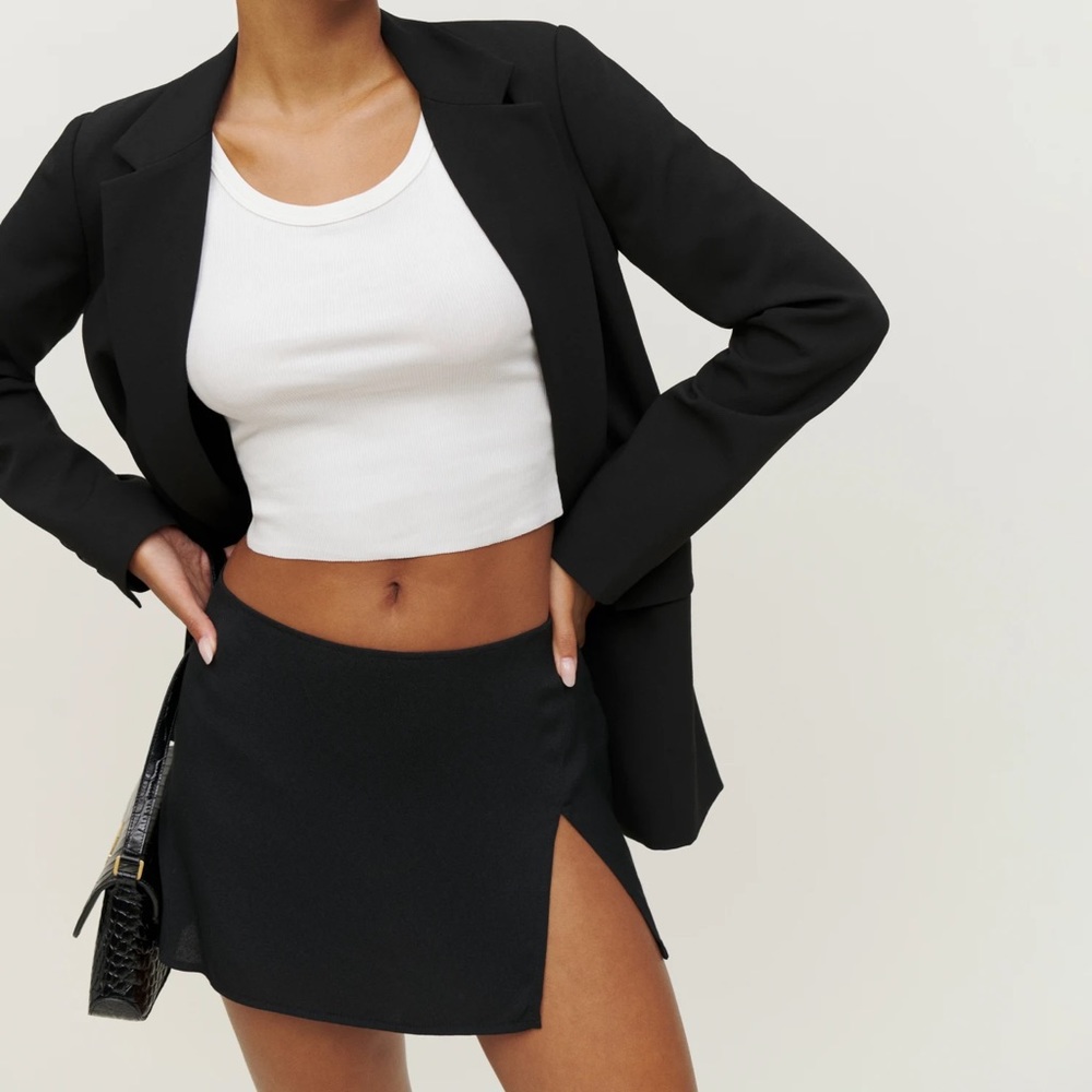 Reformation kiara micro mini black skirt with slit
